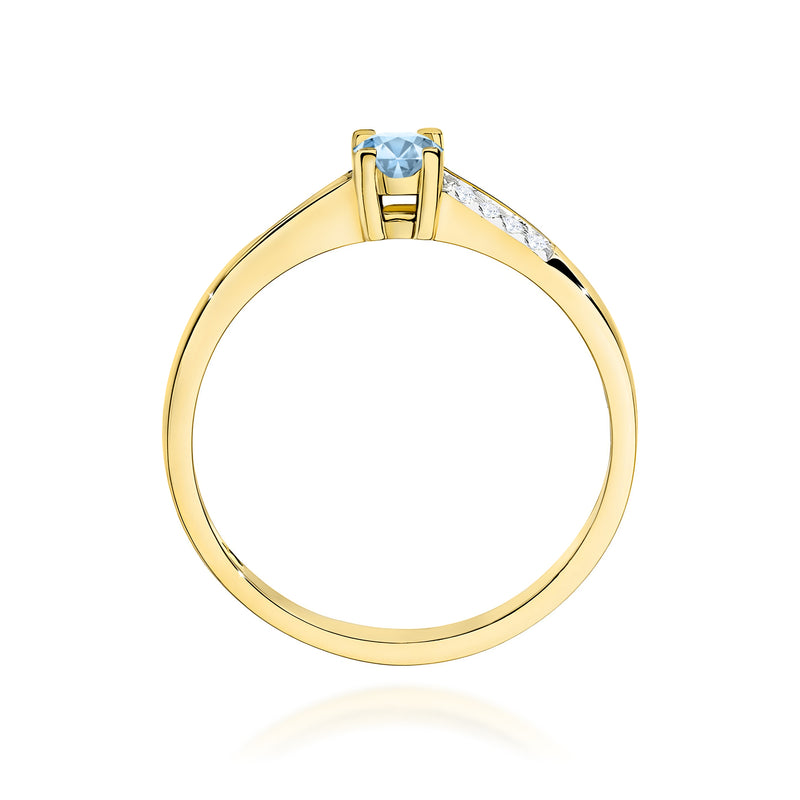 Inel Aur 14K cu Diamante Albastre de Laborator 0.19 ct, imaginea 3 din 12