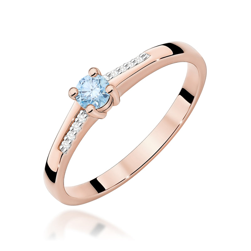 Inel Aur 14K cu Diamante Albastre de Laborator 0.19 ct, imaginea 5 din 12