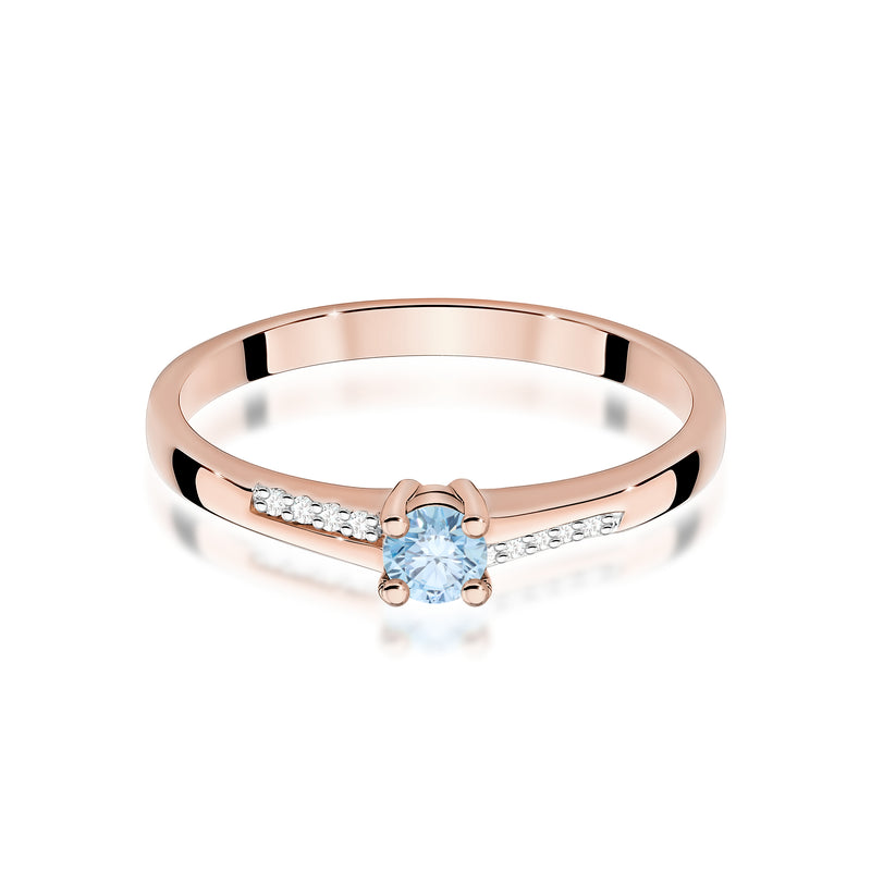 Inel Aur 14K cu Diamante Albastre de Laborator 0.19 ct, imaginea 6 din 12