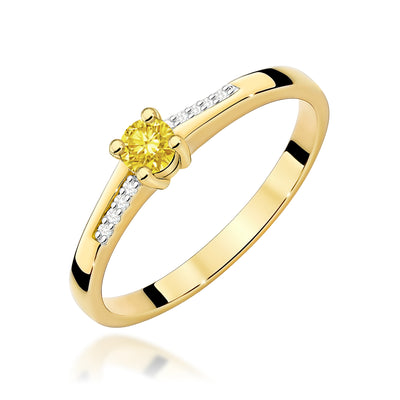 Inel Aur 14K cu Diamante Galbene de Laborator 0.19 ct