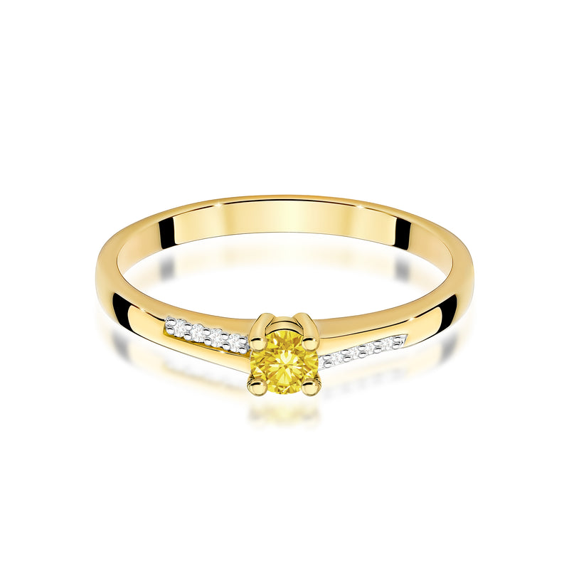 Inel Aur 14K cu Diamante Galbene de Laborator 0.19 ct, imaginea 2 din 12