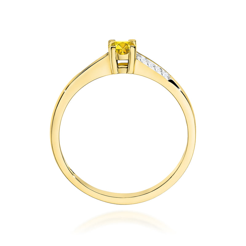 Inel Aur 14K cu Diamante Galbene de Laborator 0.19 ct, imaginea 3 din 12
