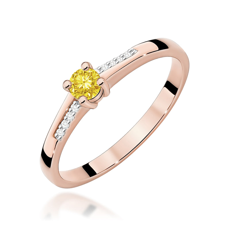 Inel Aur 14K cu Diamante Galbene de Laborator 0.19 ct, imaginea 5 din 12