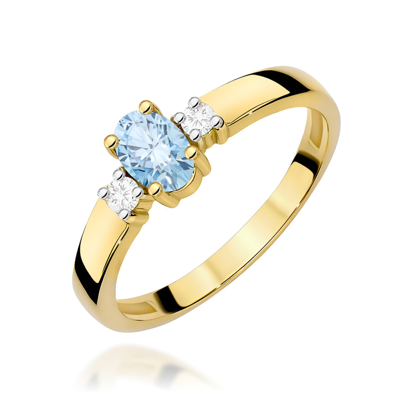 Inel Aur 14K cu Diamante Albastre de Laborator 0.58 ct — Aur galben