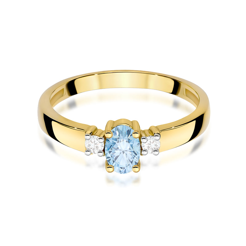 Inel Aur 14K cu Diamante Albastre de Laborator 0.58 ct, imaginea 2 din 12