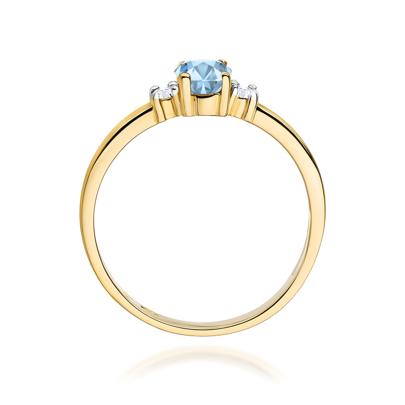 Inel Aur 14K cu Diamante Albastre de Laborator 0.58 ct, imaginea 3 din 12