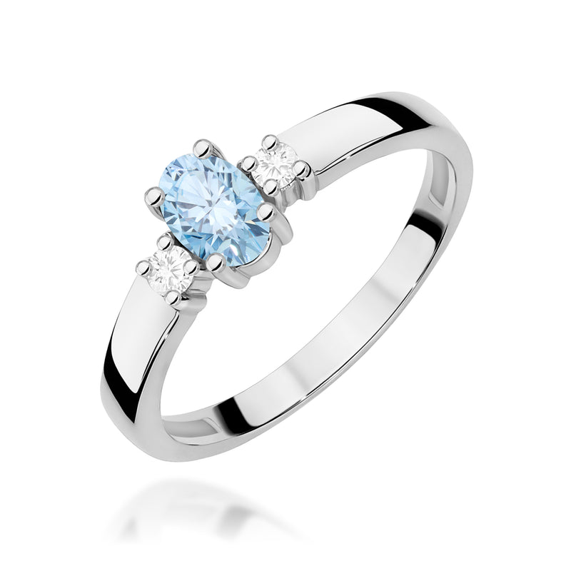 Inel Aur 14K cu Diamante Albastre de Laborator 0.58 ct, imaginea 9 din 12