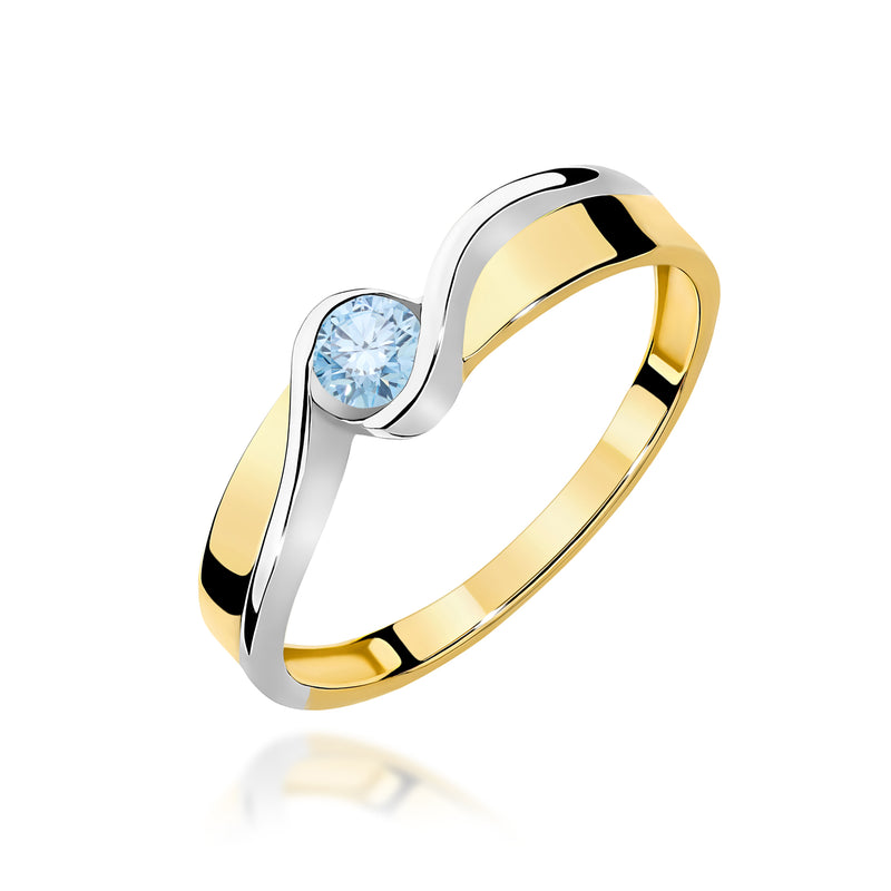 Inel Aur 14K cu Diamant Albastru de Laborator 0.15 ct — Aur galben