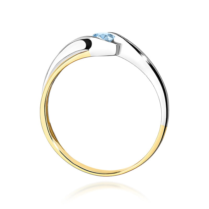Inel Aur 14K cu Diamant Albastru de Laborator 0.15 ct, imaginea 3 din 12