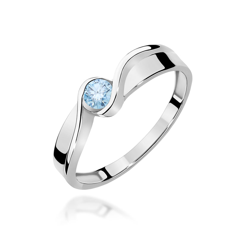 Inel Aur 14K cu Diamant Albastru de Laborator 0.15 ct, imaginea 9 din 12