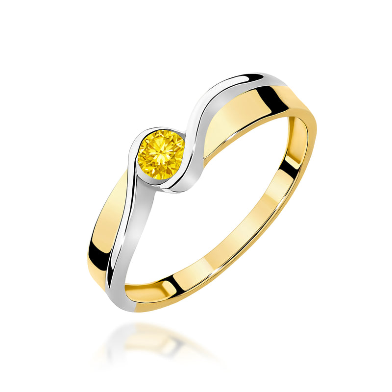 Inel Aur 14K cu Diamant Galben de Laborator 0.15 ct — Aur galben