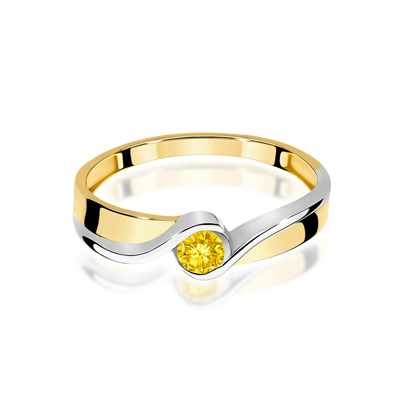 Inel Aur 14K cu Diamant Galben de Laborator 0.15 ct, imaginea 2 din 12