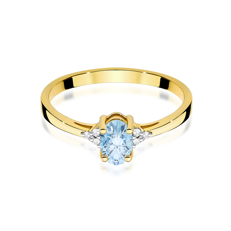 Inel Aur 14K cu Diamante Albastre de Laborator 0.65 ct, imaginea 2 din 12