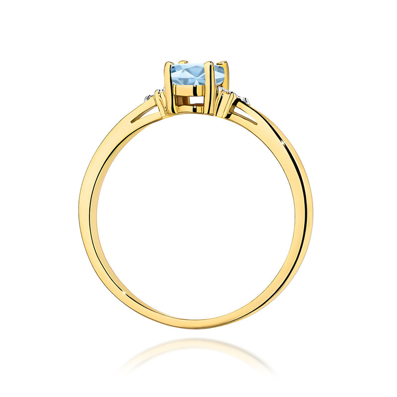 Inel Aur 14K cu Diamante Albastre de Laborator 0.65 ct, imaginea 3 din 12