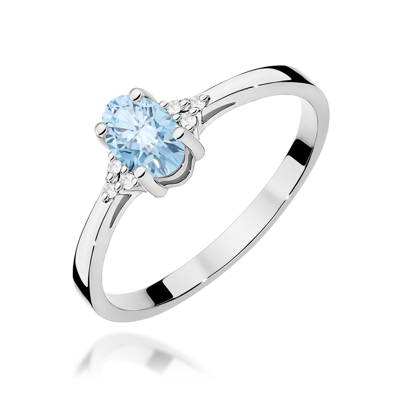 Inel Aur 14K cu Diamante Albastre de Laborator 0.65 ct, imaginea 9 din 12