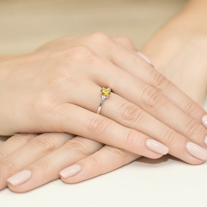 Inel Aur 14K cu Diamante Galbene de Laborator 0.65 ct, imaginea 8 din 12