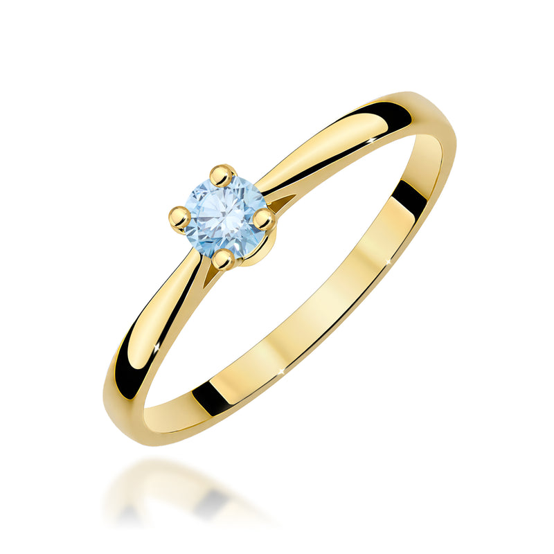 Inel Aur 14K cu Diamant Albastru de Laborator 0.15 ct — Aur galben