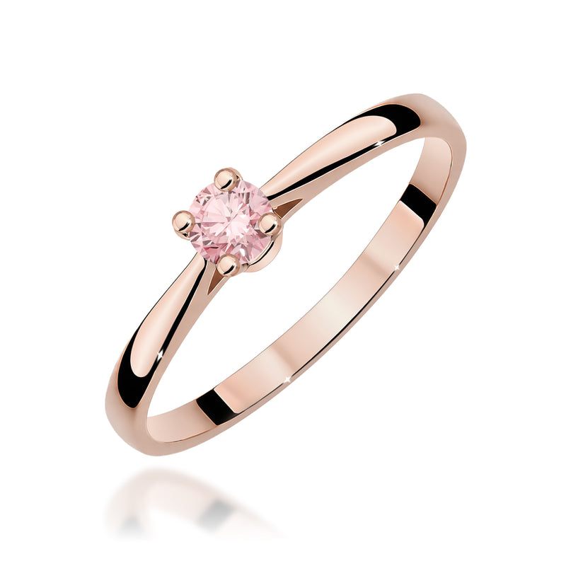 Inel Aur 14K cu Diamant Roz de Laborator 0.15 ct, imaginea 5 din 12