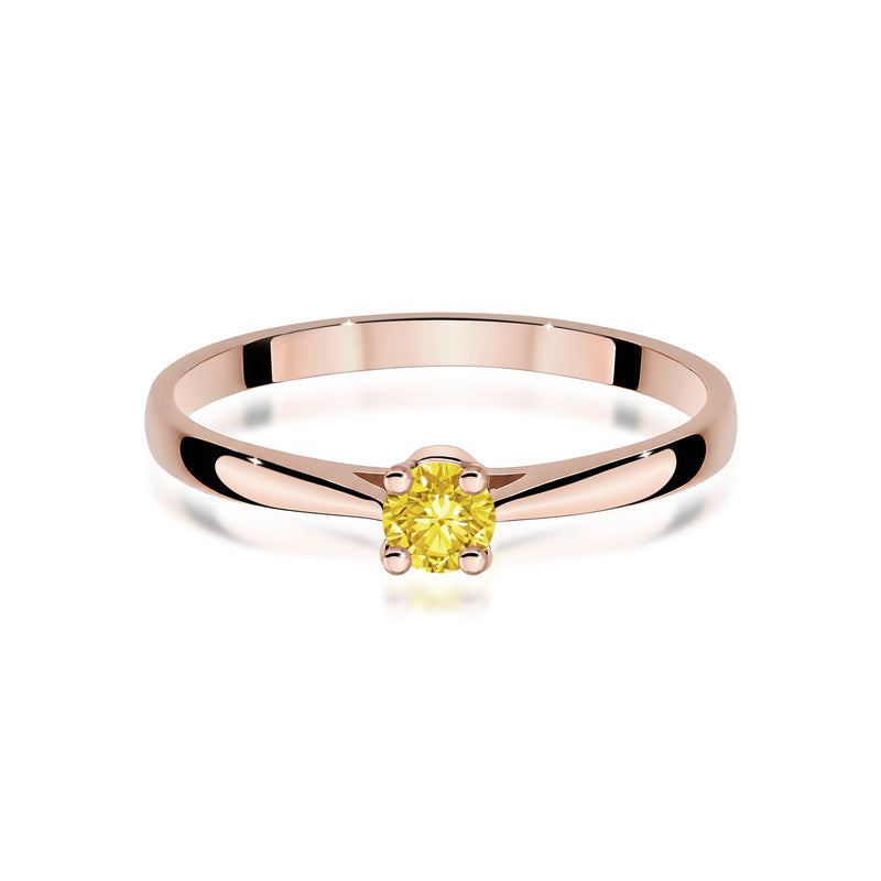 Inel Aur 14K cu Diamant Galben de Laborator 0.15 ct, imaginea 6 din 12