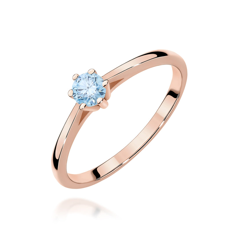 Inel Aur 14K cu Diamant Albastru de Laborator 0.15 ct, imaginea 5 din 16