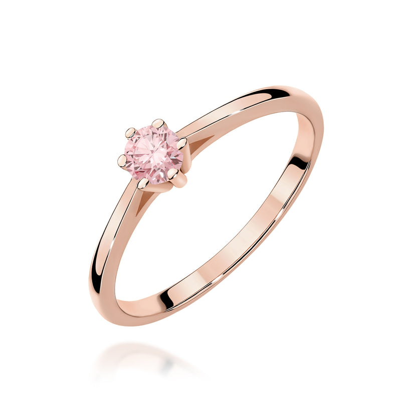 Inel Aur 14K cu Diamant Roz de Laborator 0.15 ct, imaginea 5 din 12
