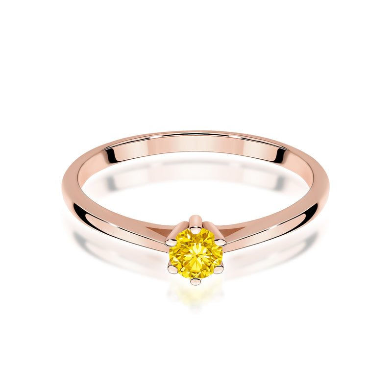 Inel Aur 14K cu Diamant Galben de Laborator 0.15 ct, imaginea 6 din 12