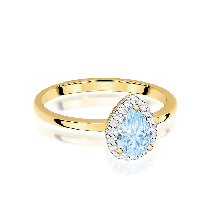 Inel Aur 14K cu Diamante Albastre de Laborator 0.60 ct, imaginea 2 din 12