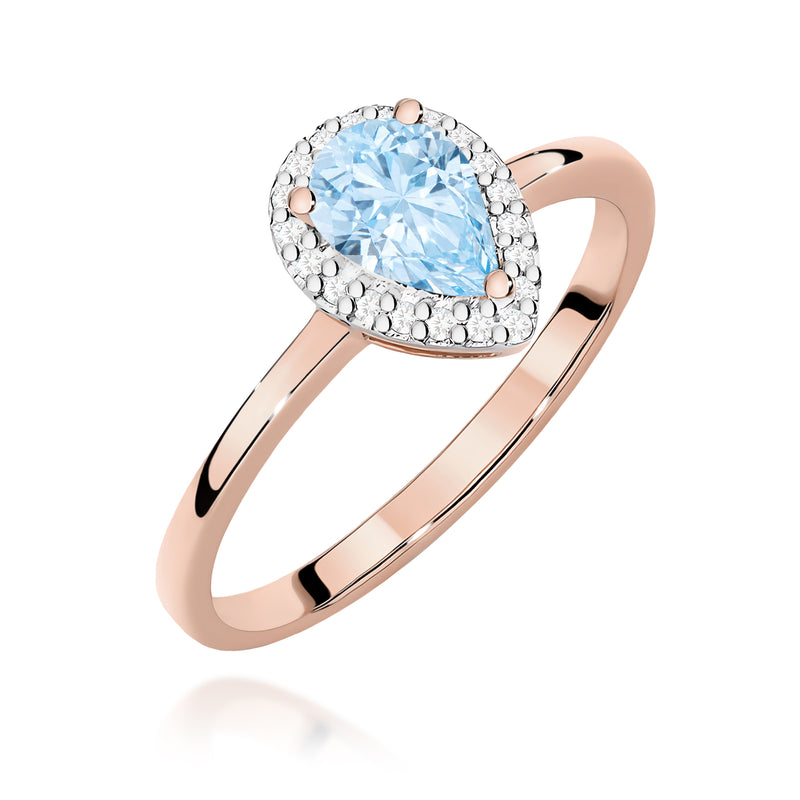 Inel Aur 14K cu Diamante Albastre de Laborator 0.60 ct, imaginea 5 din 12