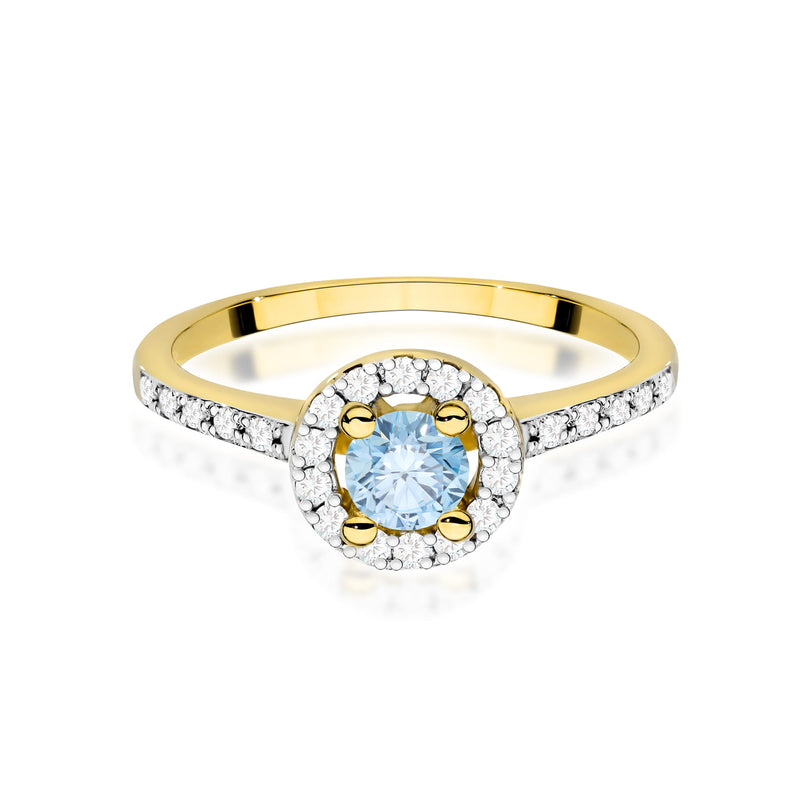 Inel Aur 14K cu Diamante Albastre de Laborator 0.72 ct, imaginea 2 din 12