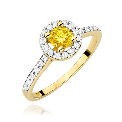 Inel Aur 14K cu Diamante Galbene de Laborator 0.72 ct