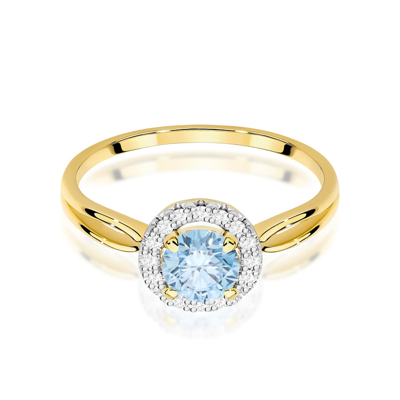 Inel Aur 14K cu Diamante Albastre de Laborator 0.58 ct, imaginea 2 din 8