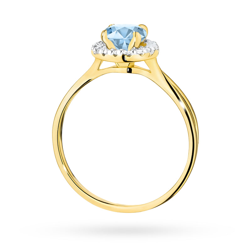 Inel Aur 14K cu Diamante Albastre de Laborator 0.58 ct, imaginea 3 din 8