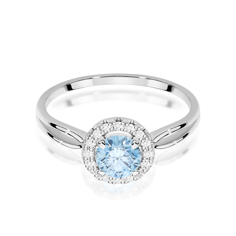 Inel Aur 14K cu Diamante Albastre de Laborator 0.58 ct, imaginea 6 din 8