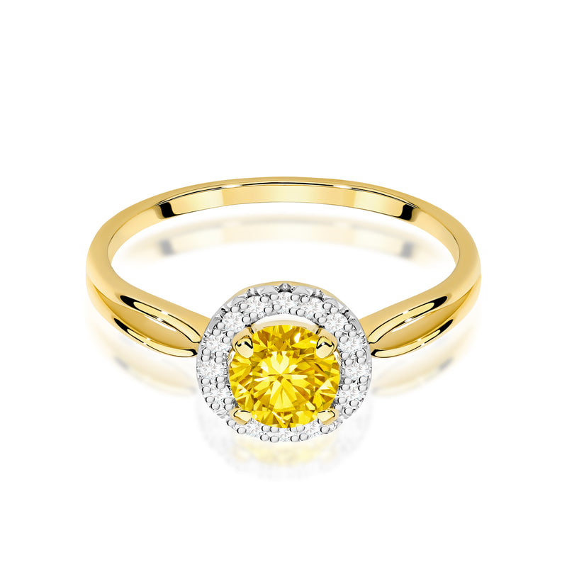 Inel Aur 14K cu Diamante Galbene de Laborator 0.58 ct, imaginea 2 din 12