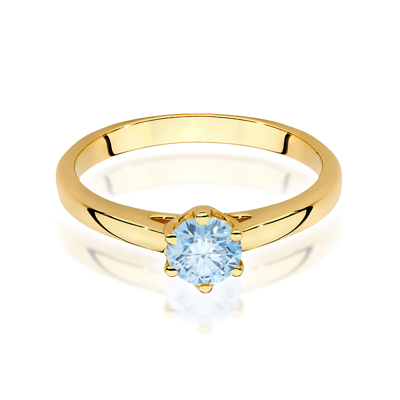 Inel Aur 14K cu Diamant Albastru de Laborator 0.50 ct, imaginea 2 din 12