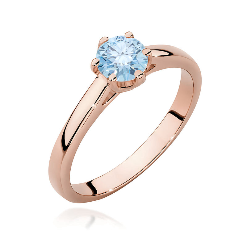 Inel Aur 14K cu Diamant Albastru de Laborator 0.50 ct, imaginea 5 din 12