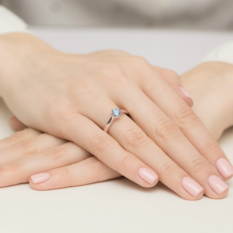 Inel Aur 14K cu Diamant Albastru de Laborator 0.50 ct, imaginea 8 din 12