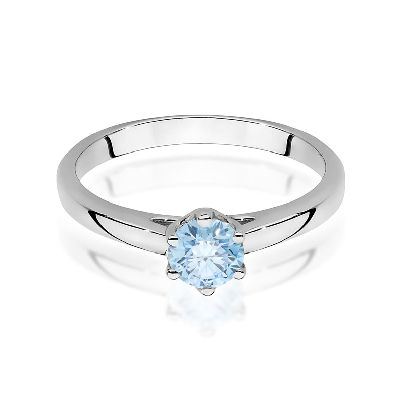 Inel Aur 14K cu Diamant Albastru de Laborator 0.50 ct, imaginea 10 din 12