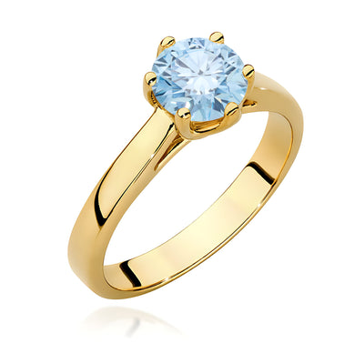 Inel Aur 14K cu Diamant Albastru de Laborator 1.00 ct