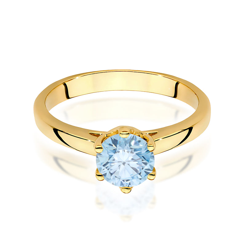 Inel Aur 14K cu Diamant Albastru de Laborator 1.00 ct, imaginea 2 din 12