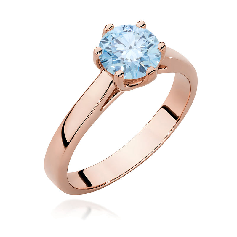 Inel Aur 14K cu Diamant Albastru de Laborator 1.00 ct, imaginea 5 din 12