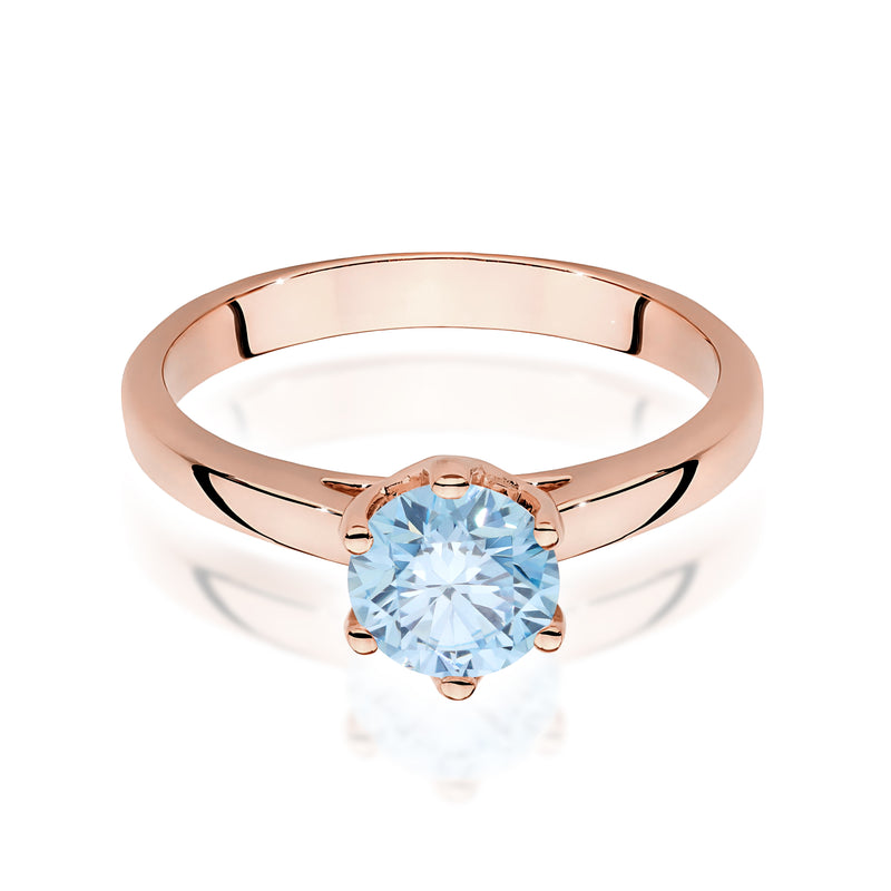 Inel Aur 14K cu Diamant Albastru de Laborator 1.00 ct, imaginea 6 din 12