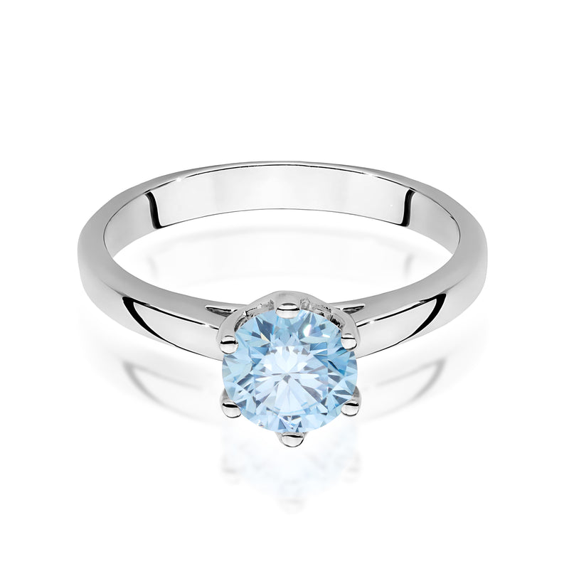 Inel Aur 14K cu Diamant Albastru de Laborator 1.00 ct, imaginea 10 din 12