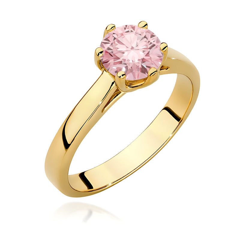 Inel Aur 14K cu Diamant Roz de Laborator 1.00 ct — Aur galben