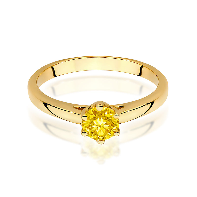 Inel Aur 14K cu Diamant Galben de Laborator 0.50 ct, imaginea 2 din 12