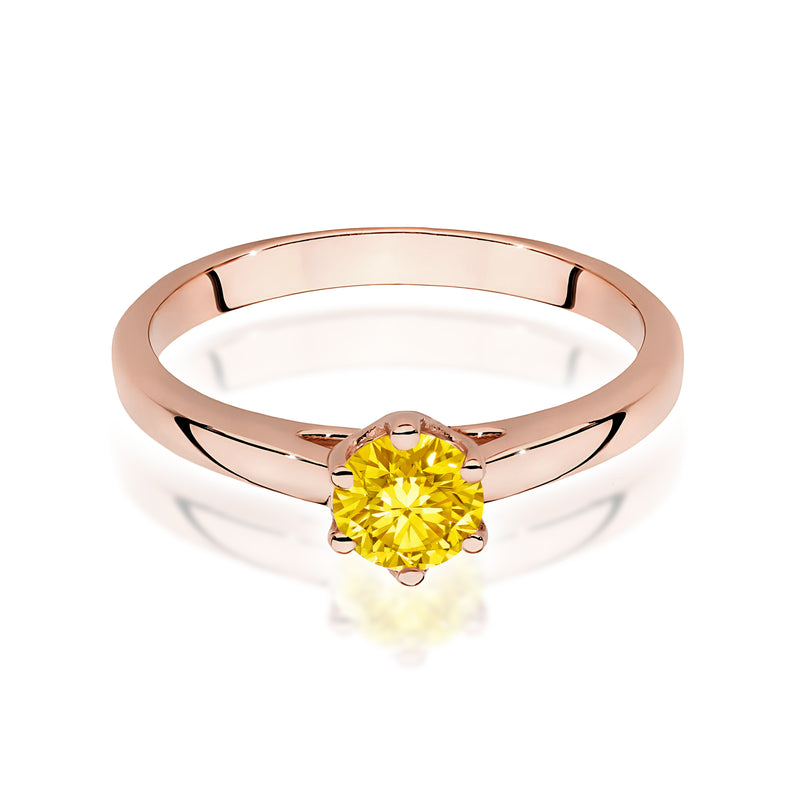 Inel Aur 14K cu Diamant Galben de Laborator 0.50 ct, imaginea 6 din 12