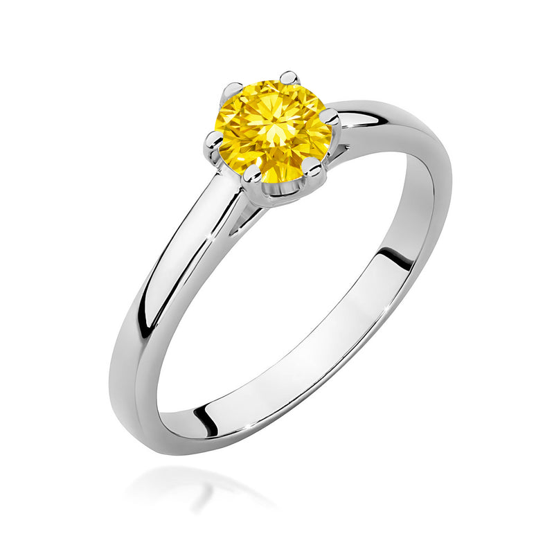 Inel Aur 14K cu Diamant Galben de Laborator 0.50 ct, imaginea 9 din 12