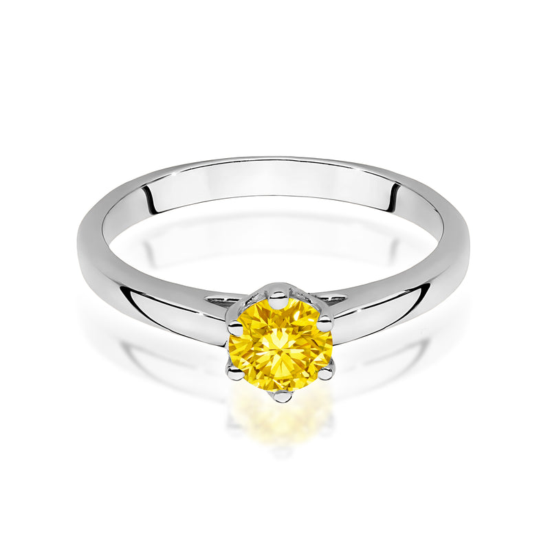Inel Aur 14K cu Diamant Galben de Laborator 0.50 ct, imaginea 10 din 12