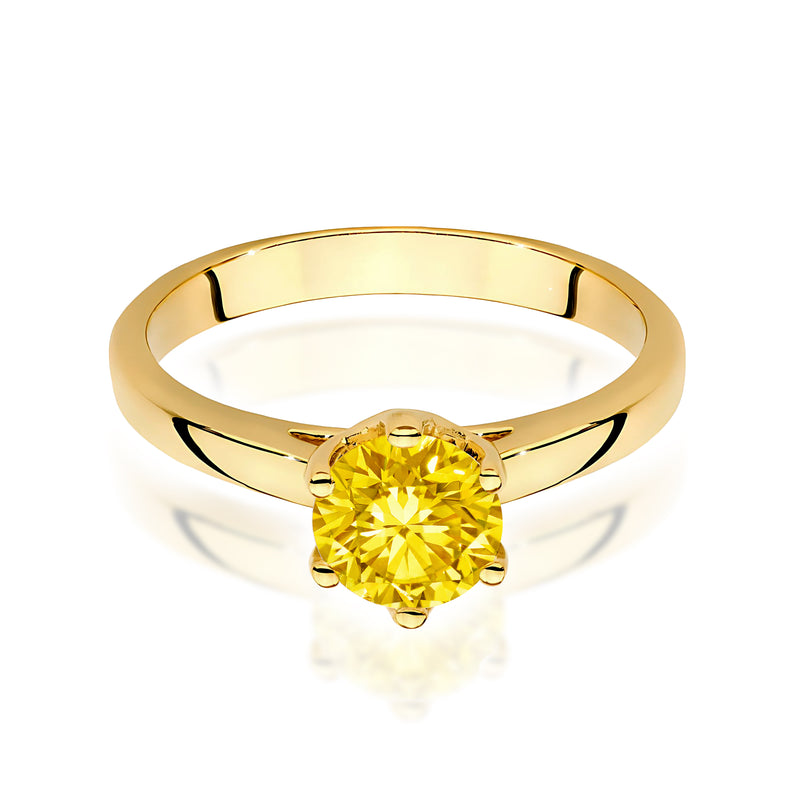 Inel Aur 14K cu Diamant Galben de Laborator 1.00 ct, imaginea 2 din 12