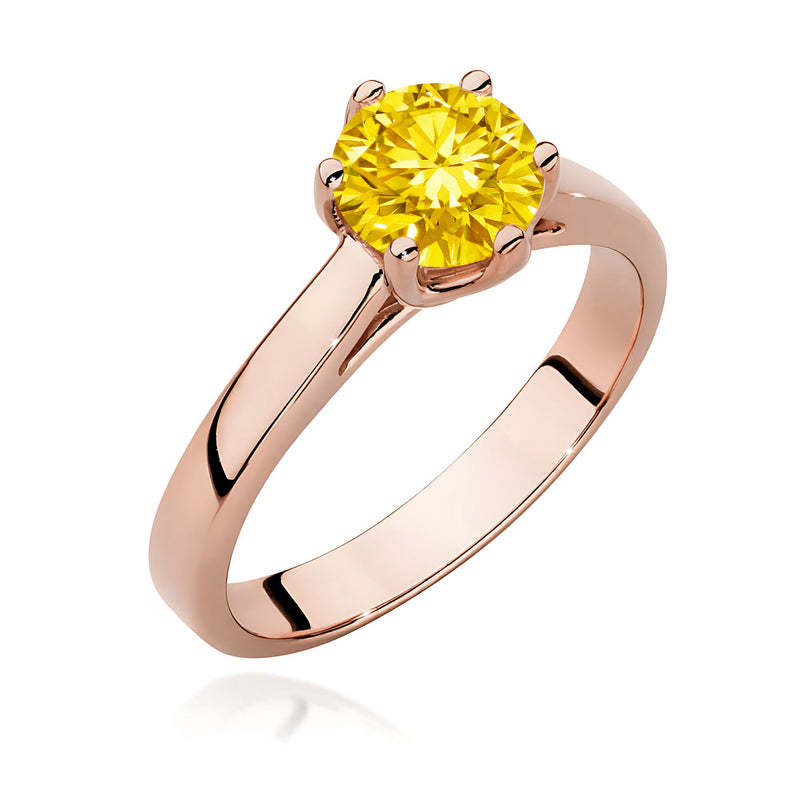Inel Aur 14K cu Diamant Galben de Laborator 1.00 ct, imaginea 5 din 12